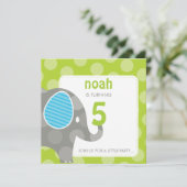 Invitations DE FÊTE D'ANNIVERSAIRE :: éléphant + n (Debout devant)