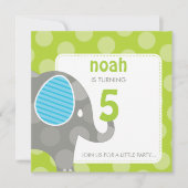 Invitations DE FÊTE D'ANNIVERSAIRE :: éléphant + n (Devant)
