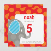 Invitations DE FÊTE D'ANNIVERSAIRE :: éléphant + n (Devant / Derrière)