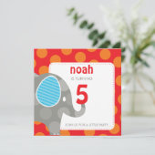 Invitations DE FÊTE D'ANNIVERSAIRE :: éléphant + n (Debout devant)