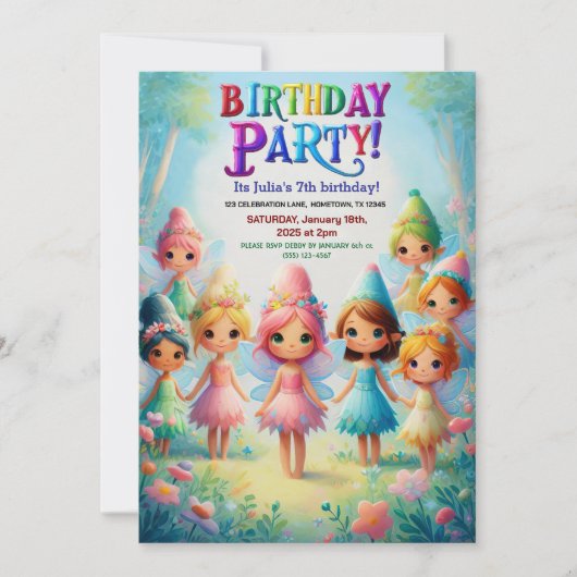 Invitations de fête d'anniversaire Enchanted Fairy (Devant)