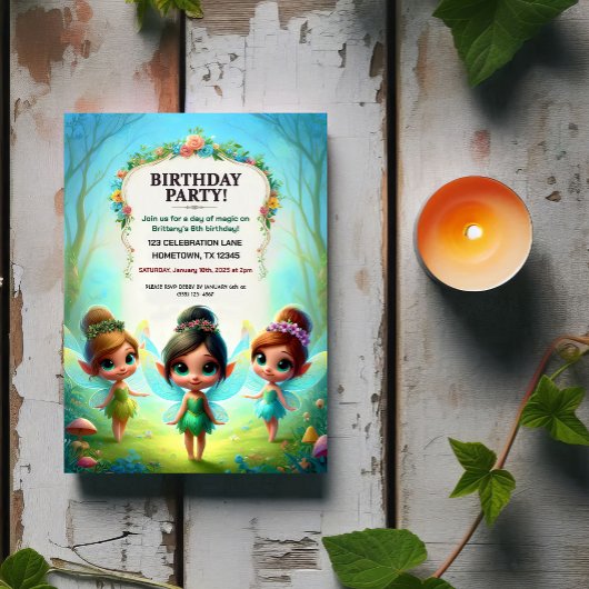Invitations de fête d'anniversaire Enchanted Fairy