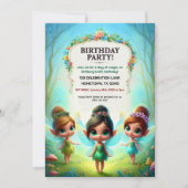 Invitations de fête d'anniversaire Enchanted Fairy (Devant)