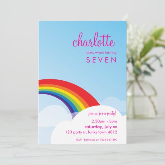 Invitations de fête d'anniversaire :: fun arc-en-c (Debout devant)