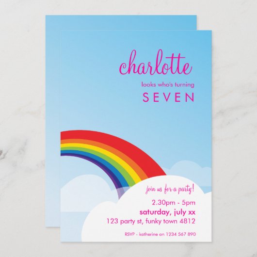 Invitations de fête d'anniversaire :: fun arc-en-c (Devant / Derrière)
