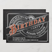 Invitations de fête d'anniversaire masculin - Retr (Devant / Derrière)