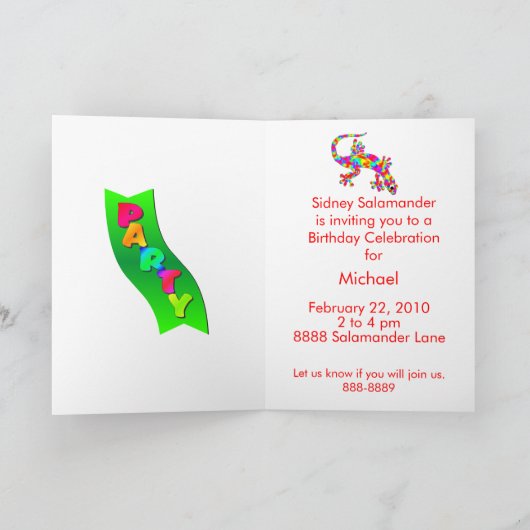 Invitations de fête d'anniversaire Modèle (Intérieur)