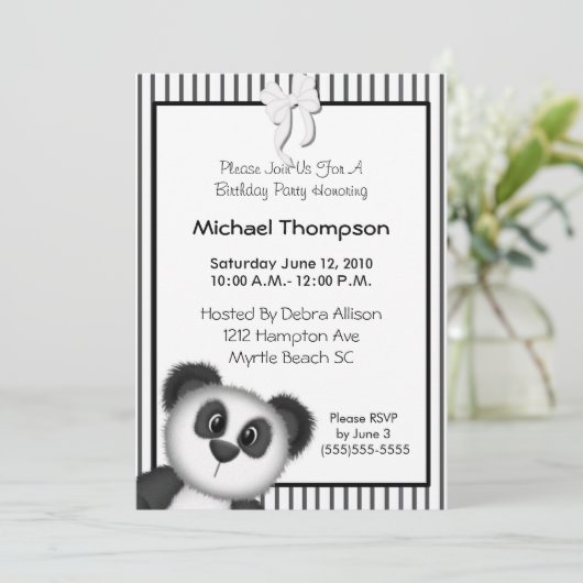 Invitations de fête d'anniversaire Panda (Debout devant)