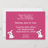 Invitations de fête d'anniversaire pour filles jum (Dos)