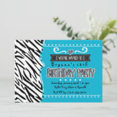 Invitations de fête d'anniversaire pour filles tur (Debout devant)