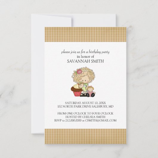 Invitations de fête d'anniversaire pour une fille (Devant)