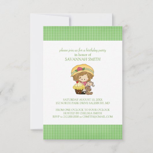 Invitations de fête d'anniversaire pour une fille (Devant)