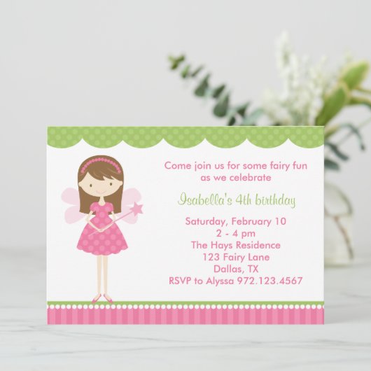 Invitations de fête d'anniversaire rose (Debout devant)