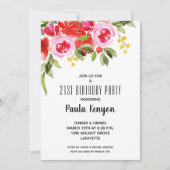 Invitations de fête d'anniversaire rouge rose (Devant)