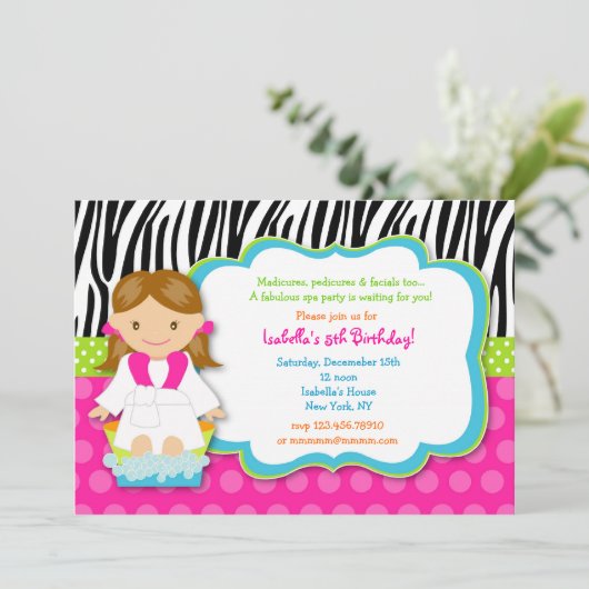 Invitations de fête d'anniversaire Spa (Debout devant)