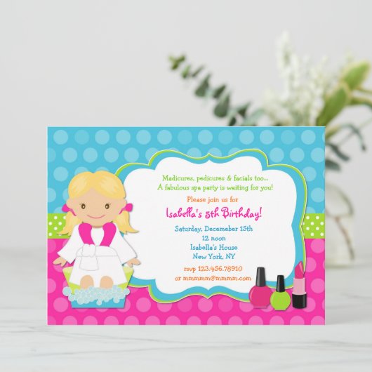 Invitations de fête d'anniversaire Spa (Debout devant)