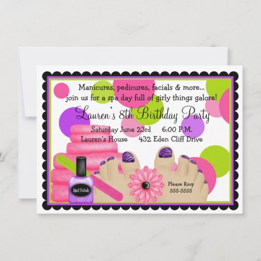 Invitations de fête d'anniversaire Spa (Devant)