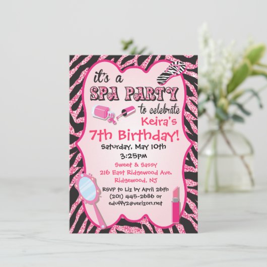 Invitations de fête d'anniversaire Spa Sparkle (Debout devant)