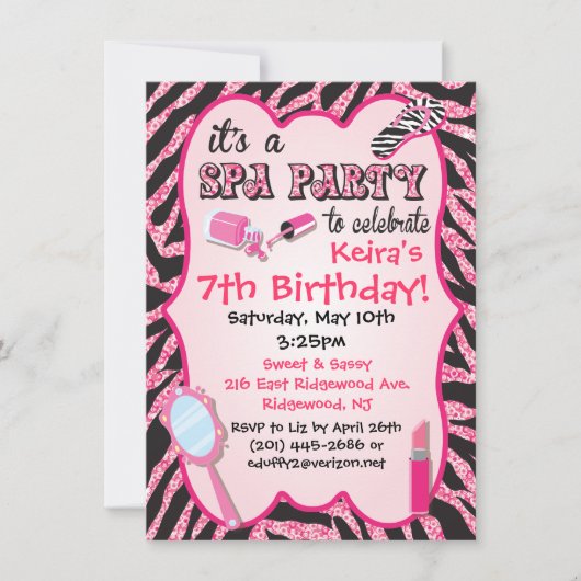 Invitations de fête d'anniversaire Spa Sparkle (Devant)