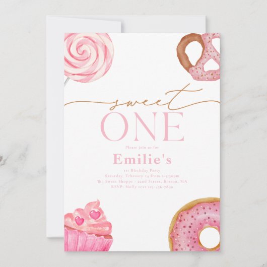 Invitations de fête d'anniversaire Sweet One (Devant)