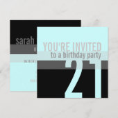Invitations de fête d'anniversaire {Turquoise Blue (Devant / Derrière)