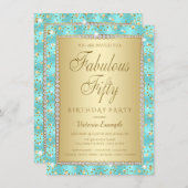 Invitations de fête d'anniversaire turquoise et Go (Devant / Derrière)