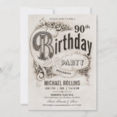 Invitations de fête d'anniversaire Vintage (Devant)