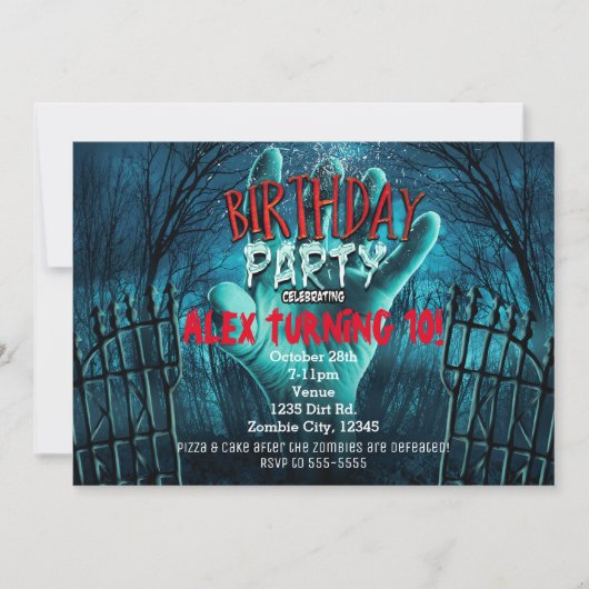 Invitations de fête d'anniversaire Zombie (Devant)
