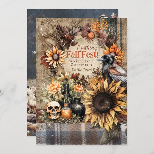 Invitations de fête d'automne (Devant / Derrière)