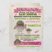 Invitations de Fête de Baby shower de Chouette Fuz (Devant / Derrière)