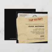 Invitations de fête de bachelor drôles top secret (Devant / Derrière)