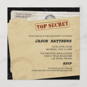 Invitations de fête de bachelor drôles top secret