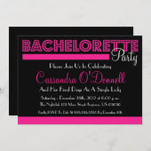 Invitations De Fête De Bachelorette (Rose En Lumiè (Devant / Derrière)