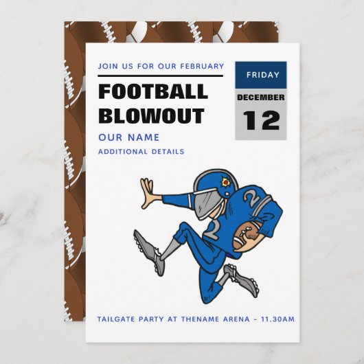 Invitations de Fête de BALLE DE FOOTBALL - Customi (Devant / Derrière)