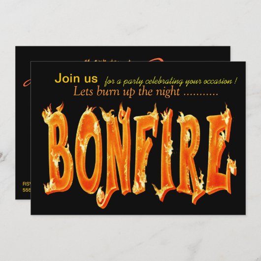 Invitations de fête de Bonfire (Devant / Derrière)