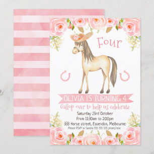 Invitations de fête de cheval pour fille