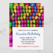 Invitations de fête de couleur 5e garçon ballons m (Devant / Derrière)