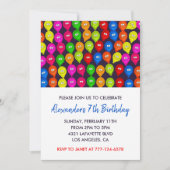 Invitations de fête de couleur 7ème garçon ballons (Devant)