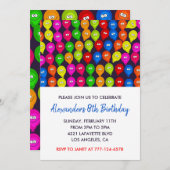 Invitations de fête de couleur 8ème garçon monstre (Devant / Derrière)