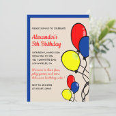 Invitations de fête de couleur ballons d'anniversa (Debout devant)