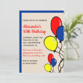 Invitations de fête de couleur ballons d'anniversa (Debout devant)