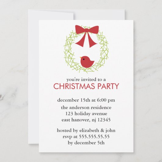 Invitations de fête de couronnes de Noël (Devant)