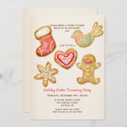 Invitations de fête de décoration de biscuits de v (Devant / Derrière)