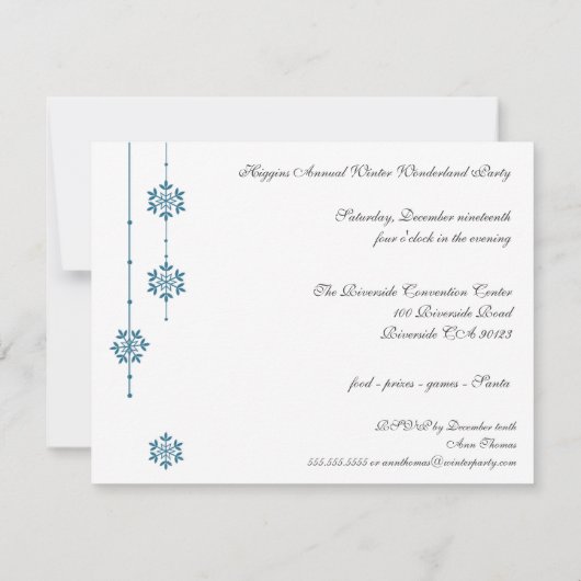 Invitations de Fête de Fête de Snowflake (Dos)