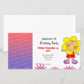 Invitations de fête de fille de 1er anniversaire ( (Devant / Derrière)