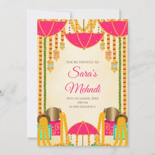 Invitations de fête de henné et invitations de fêt (Devant)