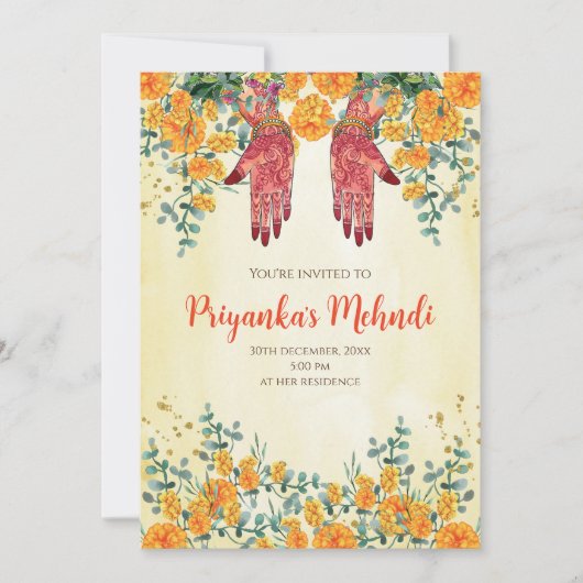 Invitations de fête de henné & invitations de fête (Devant)