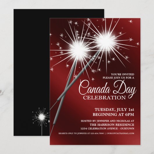 Invitations de fête de la fête du Canada (Devant / Derrière)