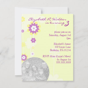 Invitations de fête de la Fille des Fleurs Jaunes