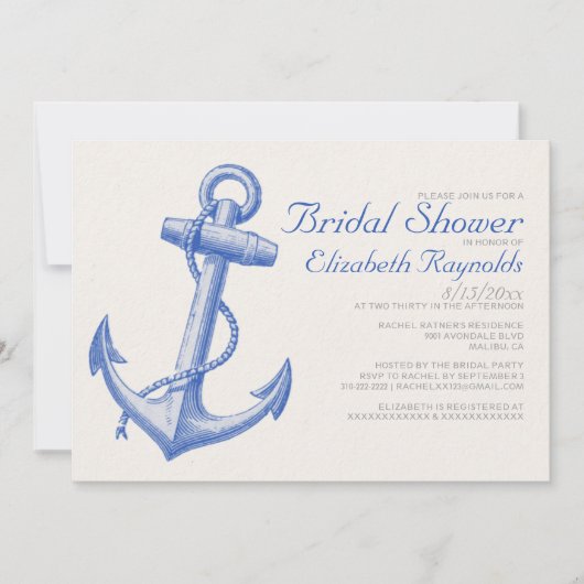 Invitations de Fête de la mariée d'Ancre (Devant)